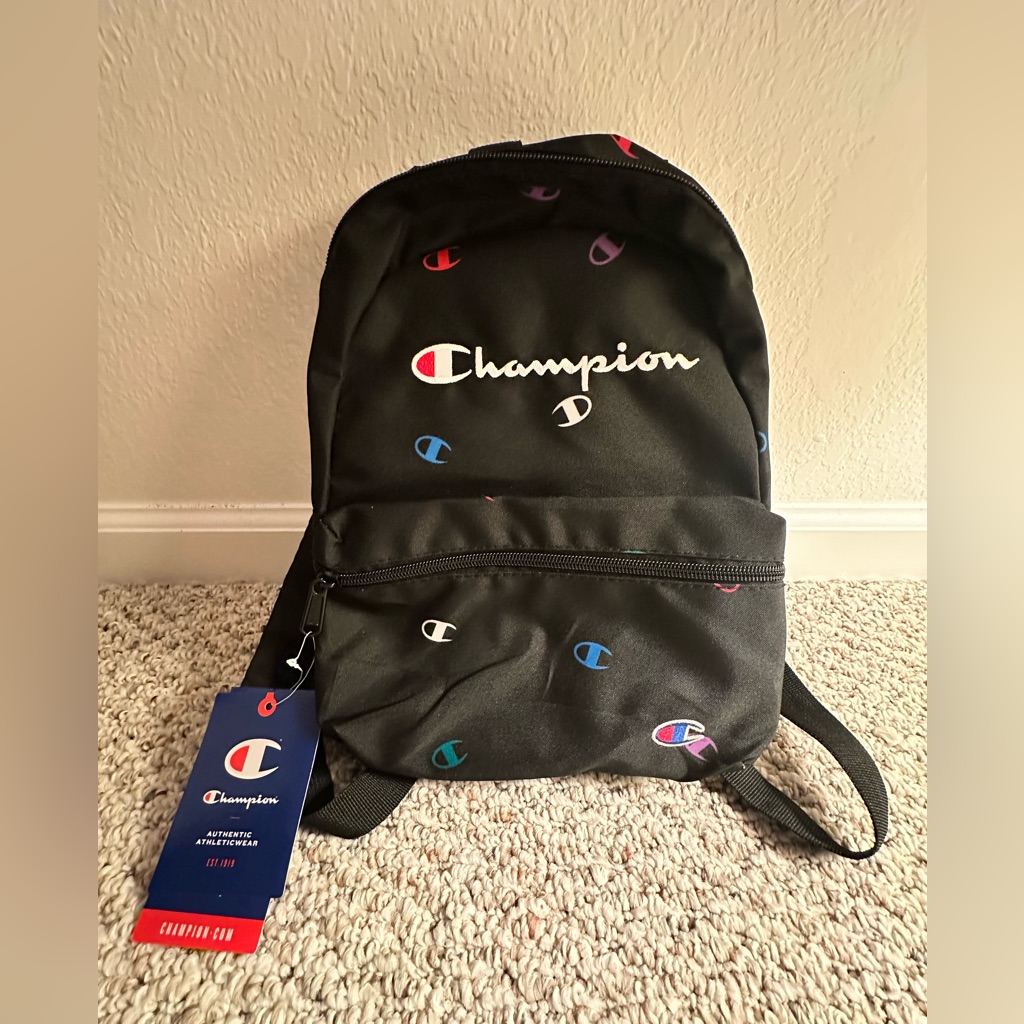 Champion Black Backpack With Multicolor C Logos